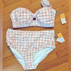 Kona sol swim suit pink gingham